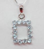 Edler 2,0 Carat Blautopas AnhäNger 925 Silber Collier Kette Sky Blut Topas Top