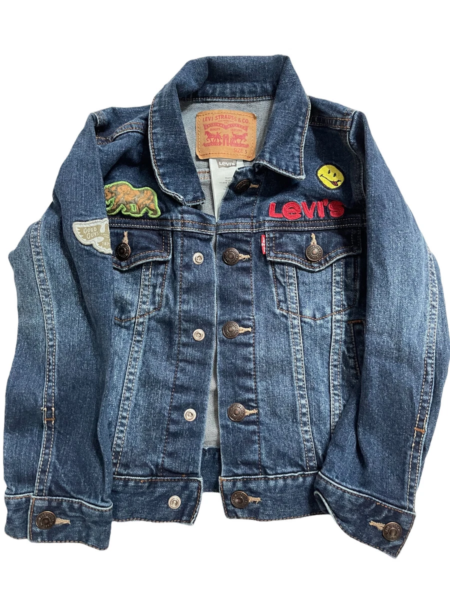 Rare Levis S.F. Calif. 1873 Patches Denim Trucker Jean Jacket Youth Size 5  Unise