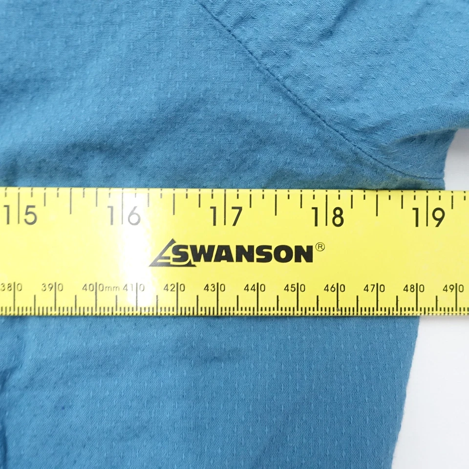 PrAna Araceli Top Women's XL Blue Cotton Square Neck Cap Sleeve Button-Front - Image 3 of 4