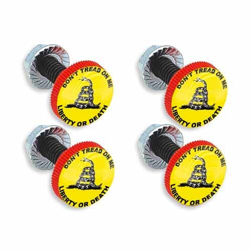 4 RED MOTORCYCLE KNURLED PLATE FRAME TAG HARDWARE DON'T TREAD ON ME SNAKE 🐍 eBay