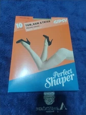 Gipsy 10 Denier Tum, Bum and Thigh Shaper Tights, Size Large in Natural Glow
