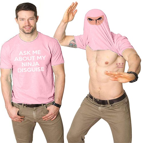Ask Me About My Ninja Disguise T-Shirt- Funny Fancy Dress Eyes Flip Unisex Top - Picture 114 of 131