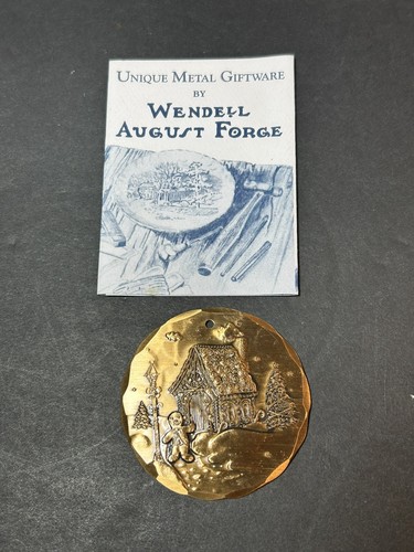 VTG Wendall August Forged Bronze Round X-Mas Ornament 1994 Gingerbread House - Picture 4 of 4