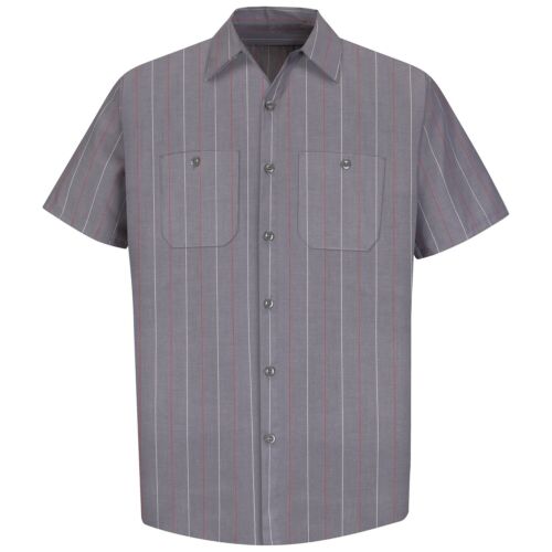 Red Kap Work Shirt Poplin Stripe 2 Pocket Men's Industrial Uniform - Picture 21 of 24
