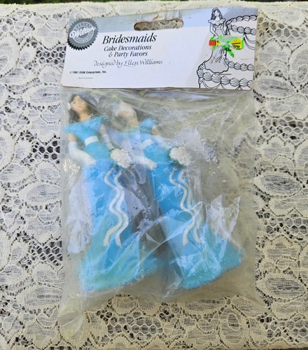 Vintage Wilton Bridesmaid in Blue 2 Cake Toppers Party Favors in Package FREE SH