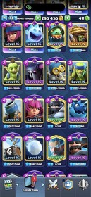 CR/LVL 73(75 Card LV 16-15-14) 11.5K Trophy/122 Emote/14 Tower Skin/32 Evoes