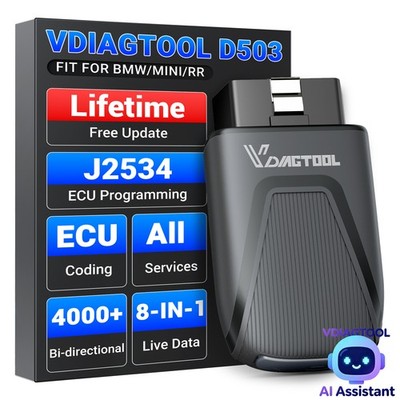VDIAGTOOL D503 OBD2 Scanner Car Diagnostic J2534 Programming Active Test for BMW