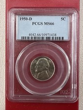 1950-D 5C Jefferson Nickel PCGS MS66, Mint Uncirculated Certified US 5c