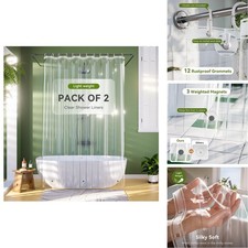 WellColor Lightweight Shower Curtain Liner Pack 2, 72 x 84 Inches Clear