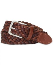  98.50 Polo Ralph Lauren Mens Braided Leather Belt  Saddle/dark Brown  Size-32