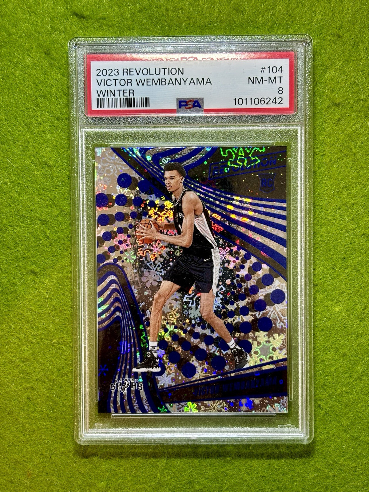 Victor Wembanyama SILVER PRIZM ROOKIE CARD WINTER SNOW 2023 Revolution RC  PSA 8 view 13
