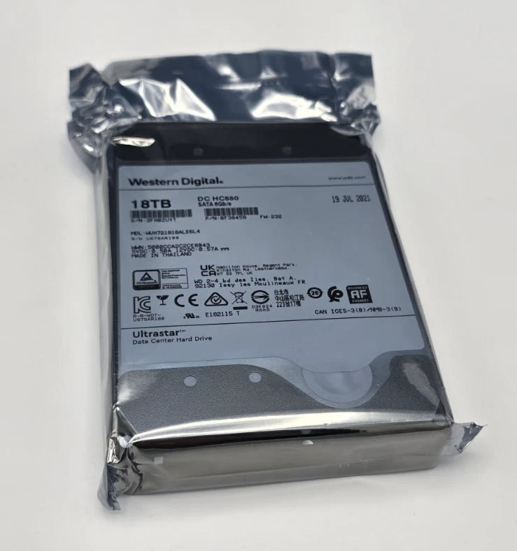18TB WD HGST ULTRASTAR DC HC550 Enterprise 3,5 HDD 7200U/min 512MB BJ 19.7.2021