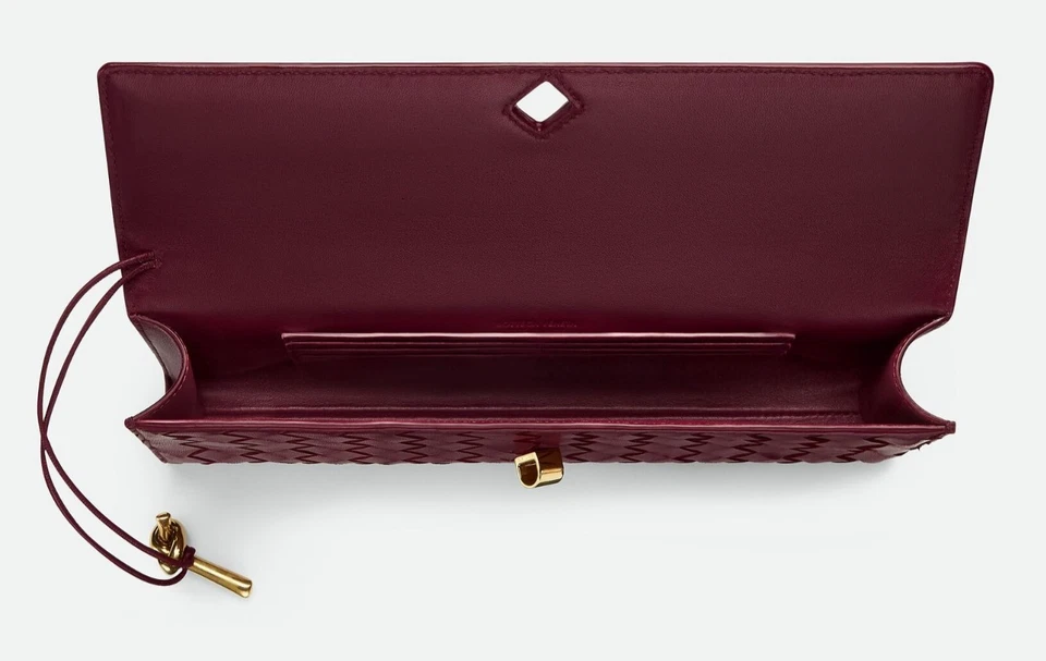 Новый BOTTEGA VENETA ANDIAMO BAROLO красный тканый кожаный клатч с узлом замок - Изображение 4 из 4