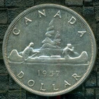 1957 FWL QEII Silver Dollar, High Grade, Gloss Original Lustre  P26