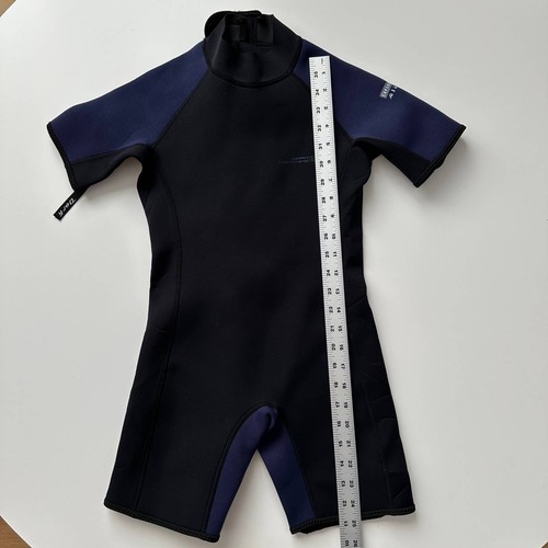 Dark Lightning EUC Shorty 2MM Neoprene Black Blue Wetsuit Kids 10 - Picture 6 of 7