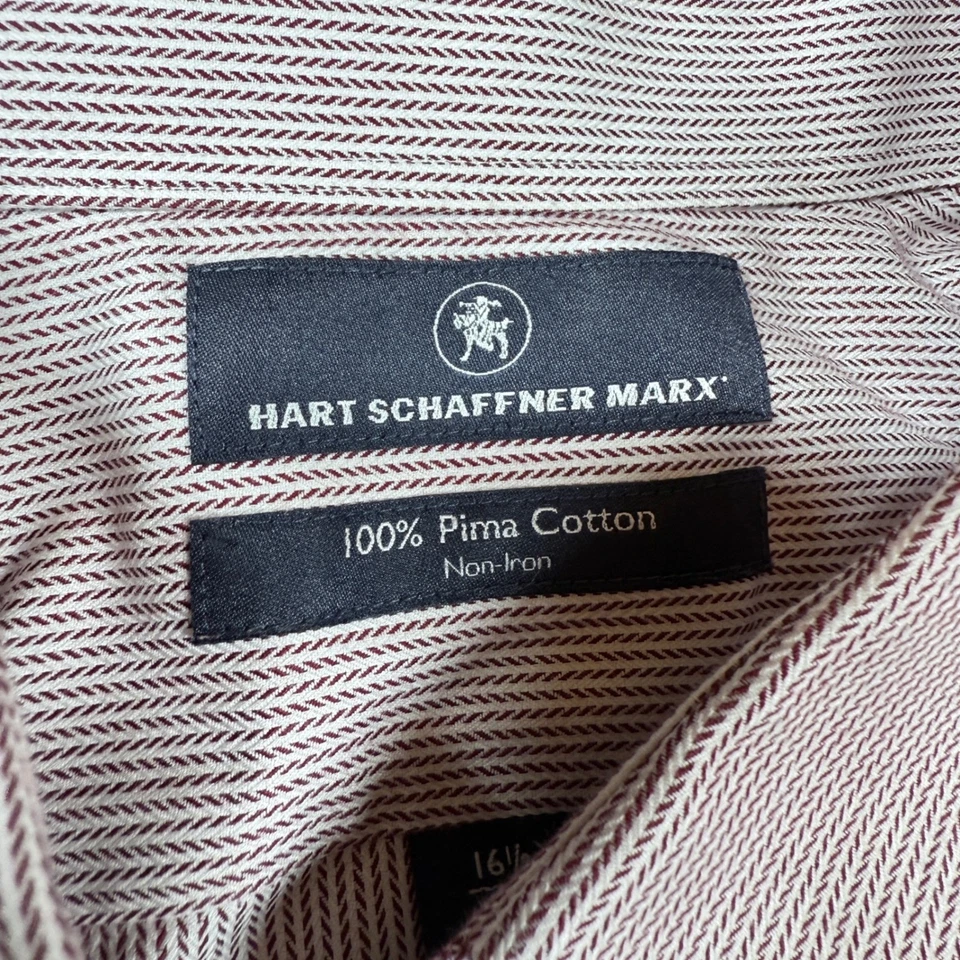 Camisa de vestir Hart Schaffner Marx para hombre 16 1/2 34 algodón Pima sin hierro trabajo de oficina Foto 3 de 4