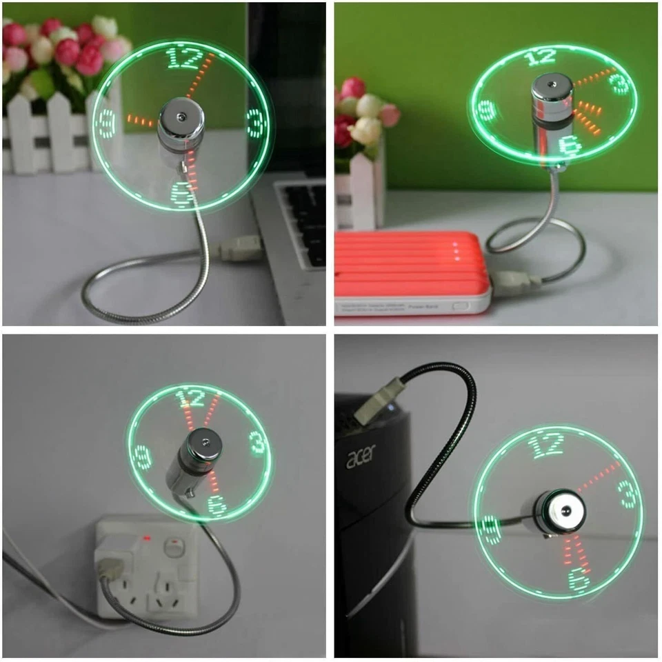 Mini USB Clock Fan, Flexible Gooseneck Display for PC Laptop Notebook Desktops - Image 3 of 4
