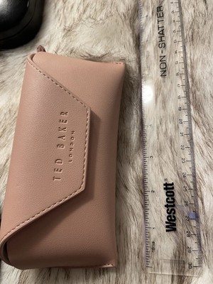 Ted Baker London Pink Faux Leather Clamshell Eyeglass Case ONLY Flip Top Logo