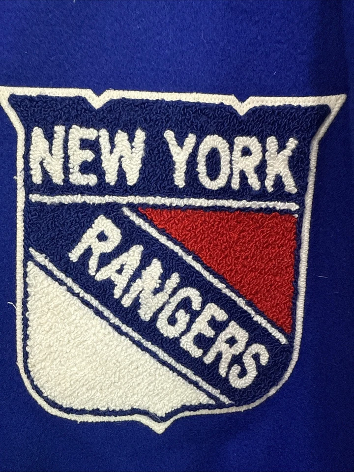 Chaqueta a presión de lana Mitchell & Ness NHL vintage de hockey para hombre 60 New York Rangers  Foto 3 de 4