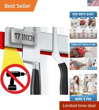 Strong Adhesive No Drill Magnetic Knife Holder for Wall - Professional 17 Inc...