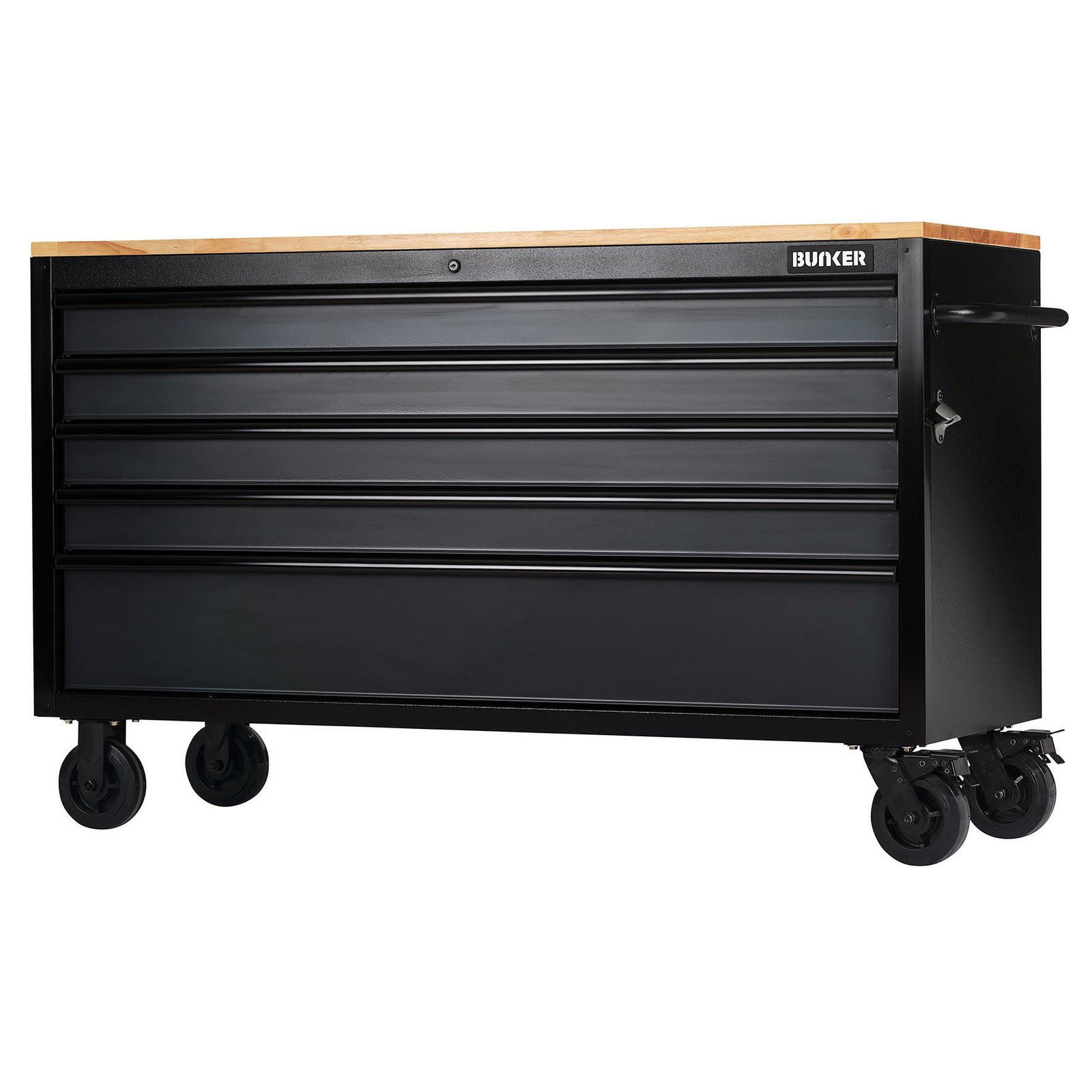 BUNKER 5 Drawer Workbench Roller Tool Cabinet, 61"", Grey