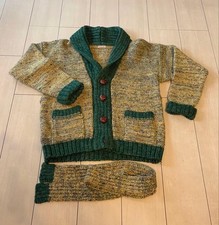 USED KAPITAL KNIT CARDIGAN GREEN BEIGE ACCEPTABLE