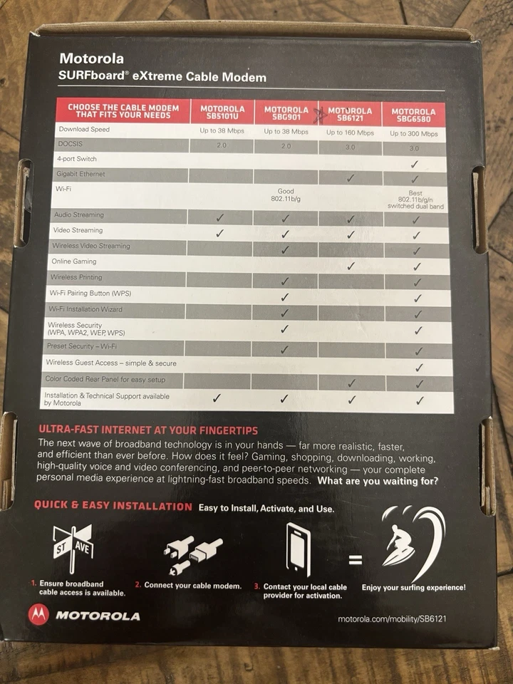 Motorola External SURFboard SB6121 (575319-019-00) DOCSIS 3.0 Cable Modem - Image 3 of 4