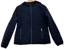 Michael Kors Womens Quilted Packable Down Puffer Hooded Jacket Full Zip M Black