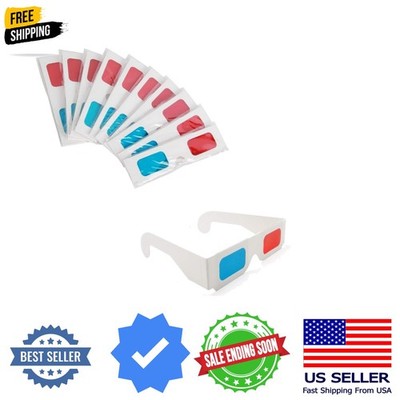 3D Glasses for Movies,10 Pairs 3D Glasses Red and Cyan White Frame Anaglyph C...