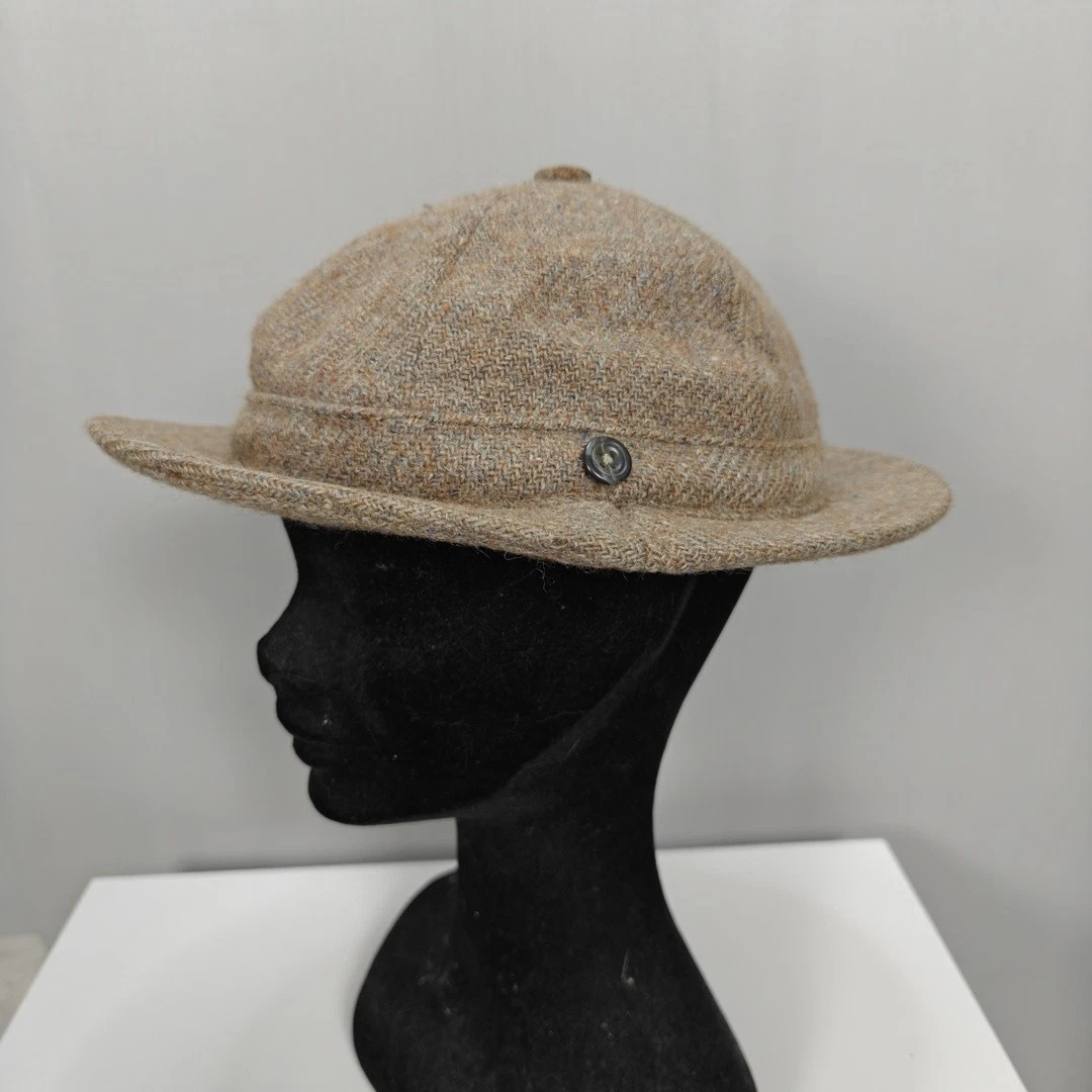 Dunn Co Bucket Hat Unisex 7 1/4 Beige Wool Tweed Herringbone Lined Field Hunting