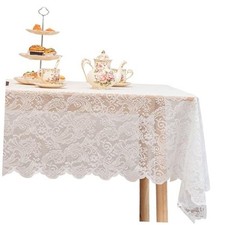 Lace Tablecloth 60 X 84 Inches Rectangle Phoenix 84" x 60" Rectangular White