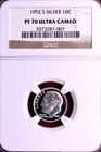NGC PF-70 UCAM! 1992-S SILVER PROOF ROOSEVELT DIME