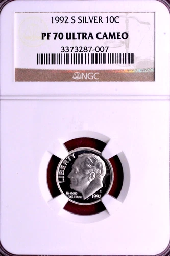 NGC PF-70 UCAM! 1992-S SILVER PROOF ROOSEVELT DIME