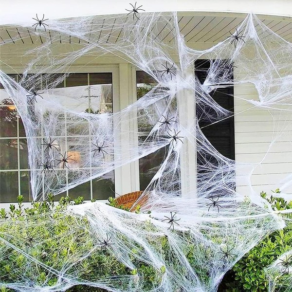 Spinnennetz Deko 250G Mit 25 Spinnen Halloween Party Garten Horror Deko 25 StüCk-image