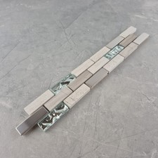 Stone Grey Brick Metal, Stone & Glass Mosaic Tile Border 5x30cm