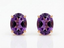 GENUINE 4.28 Cts AMETHYST STUD EARRINGS 14K ROSE GOLD PLATED .925 - NWT
