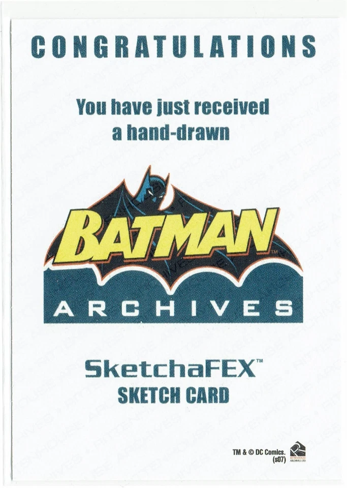 Batman Archives Rittenhouse 2008 boceto de artista Sketchafex 1/1 Sict Foto 2 de 4