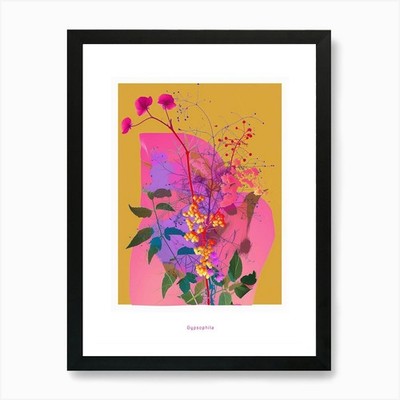 Gypsophila 4 Neon Blumen Collage Po gerahmtes Wandbild Poster Leinwanddruck Bild