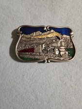 Vintage 1984 Bergamot Brass Works Belt Buckle 5473 Railroad Steam Train U-149