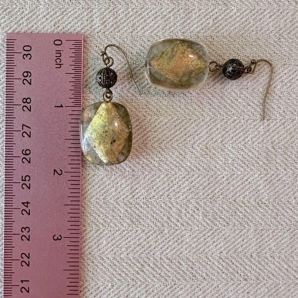 Juego de 3 Pendientes Colección Estilo Bohemio Oro Verde, Rosa y Pulido Paquete Foto 3 de 4