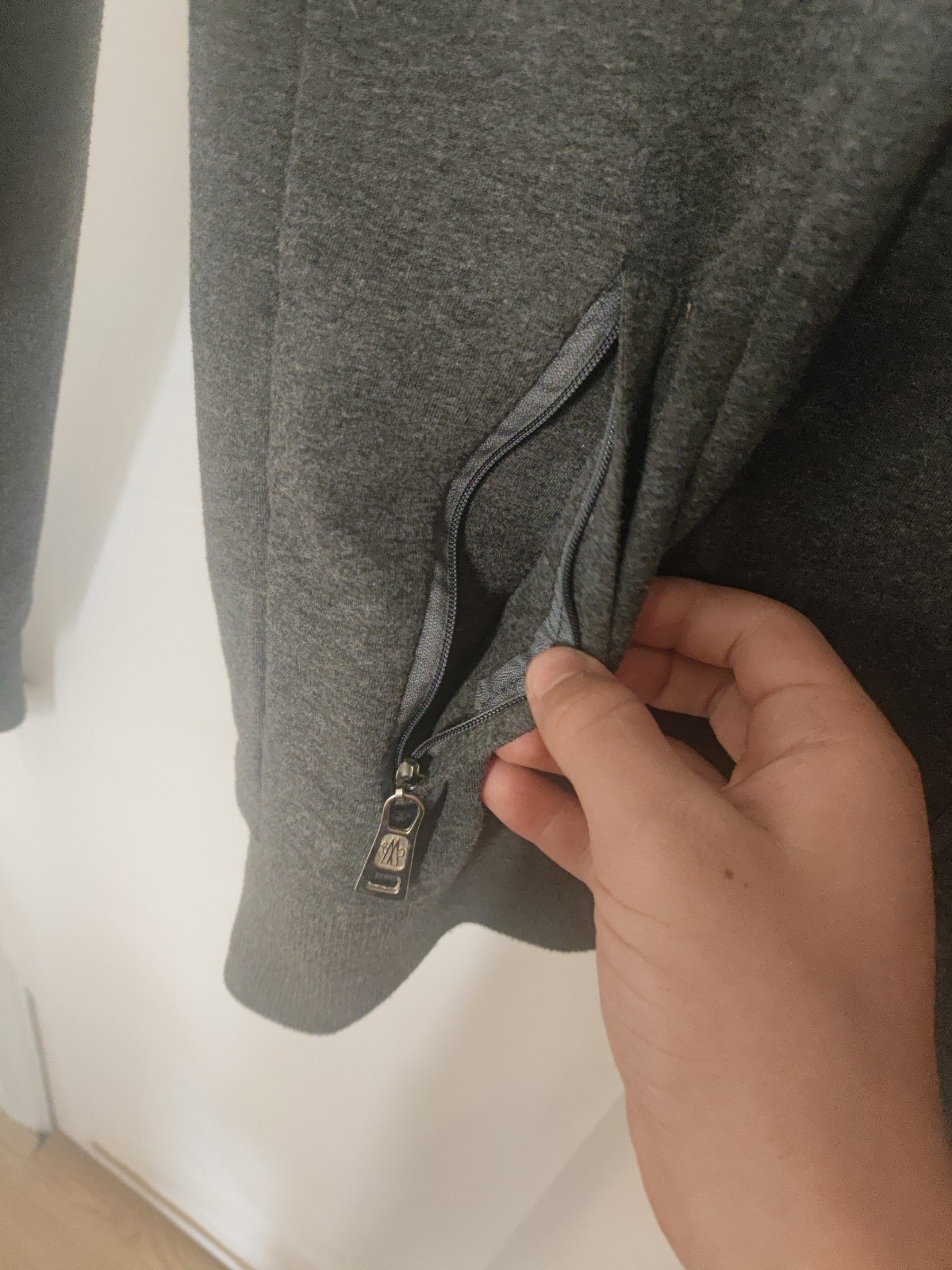 Moncler Mens Small Zip Up Hoodie Jacket Grey Excellent Condition 100% Authentic image 5