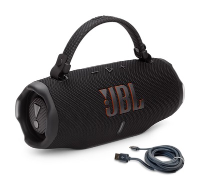 JBL Charge 6 Portable Bluetooth Speaker & 6ft USB-C Braided Cable Kit - Black