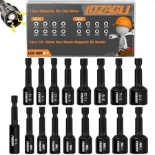"16-17PCS Magnetic Nut Driver Set | SAE and Metric | Metric, Black "