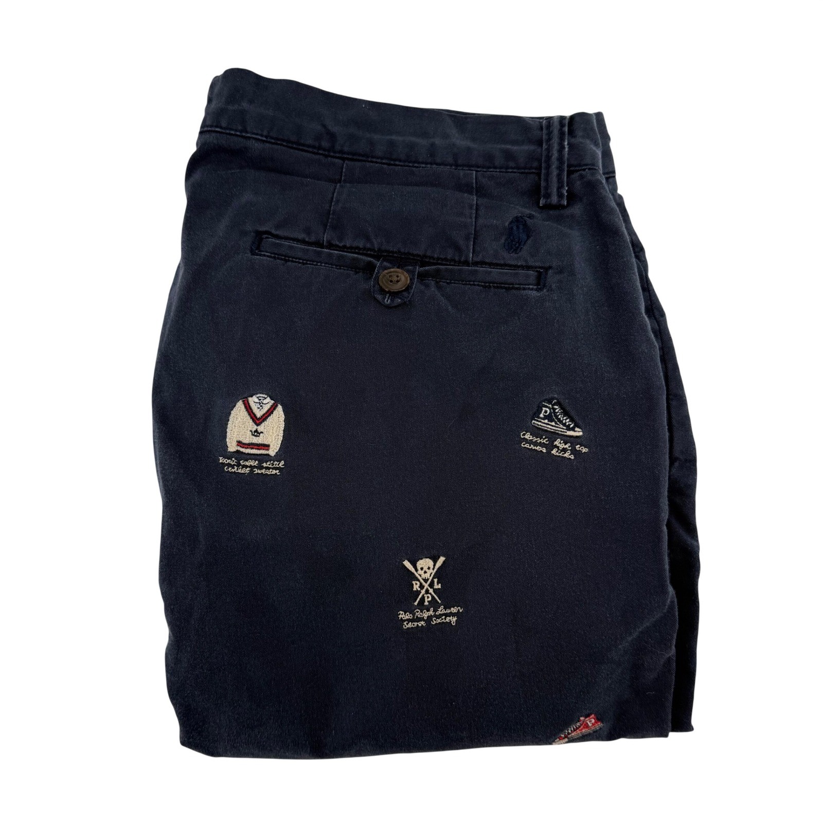 Polo Ralph Lauren Mens Navy Embroidered Polo Bear Chino Pants 34x30 Straight Fit