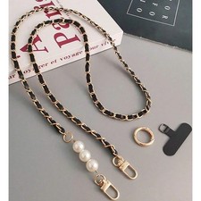 Women's Pearl Phone Lanyard Long Crossbody Neck Shoulder Strap Universal Chain