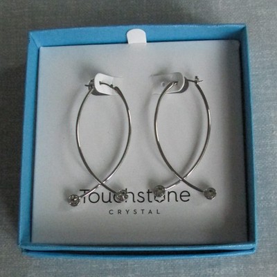 TOUCHSTONE CRYSTAL BY SWAROVSKI TWIST OF FATE 2'' DROP CRYSTAL EARRINGS IN BOX