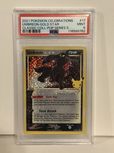 Pokémon TCG Umbreon Gold Star 17/17 Celebrations Classic Collection PSA 9