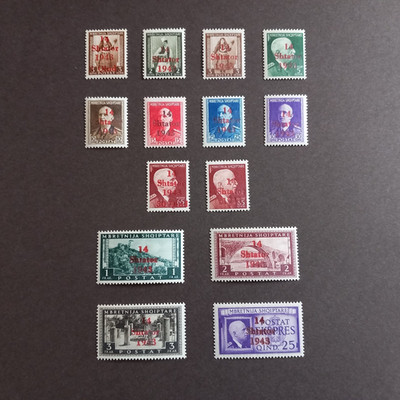 DEUTSCHLAND OCC. ALBANIEN 1943/ 14 SHTATOR 1943, SERIE VON 14 UNBESCHÄDIGTEN WERTEN POSTFRISCH **