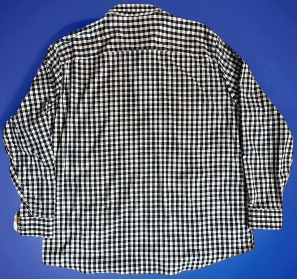 Johnston & Murphy Performance XXL Blue White Gingham Stretch Button Shirt - Image 2 of 4