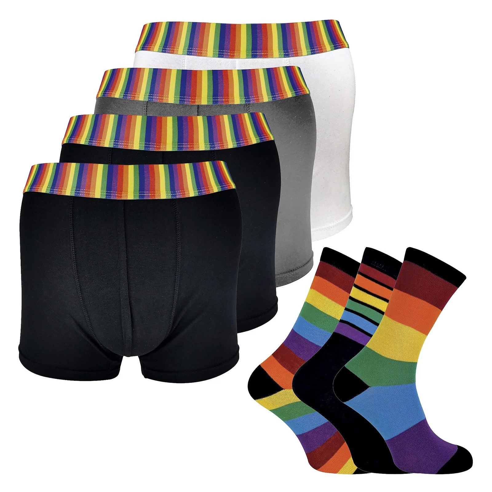 Mens Rainbow Socks and Underwear Set by Sock Snob , Cotton Novelty Gift Set